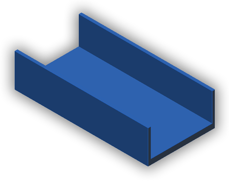 Blue metal channel on a white background