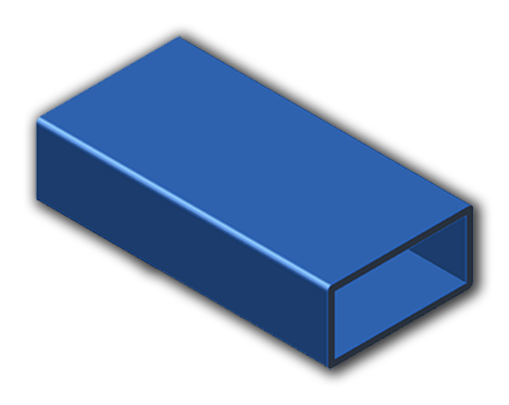 Blue rectangular metal block on a white background