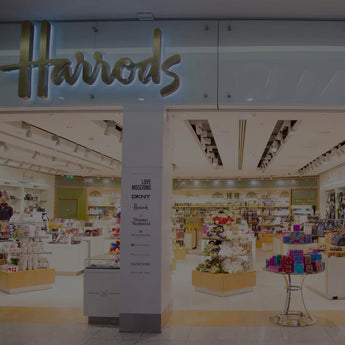 Harrods store front with a metal sign that was laser cut on sheet metal