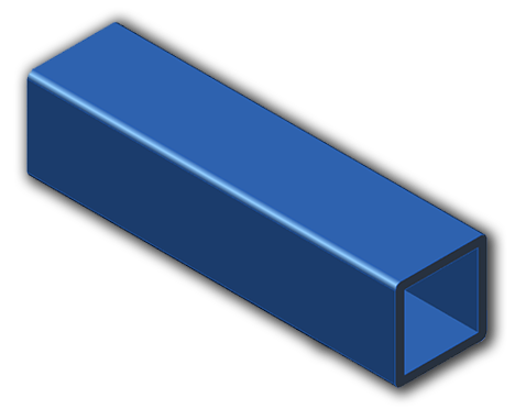 Blue rectangular metal tube on a white background
