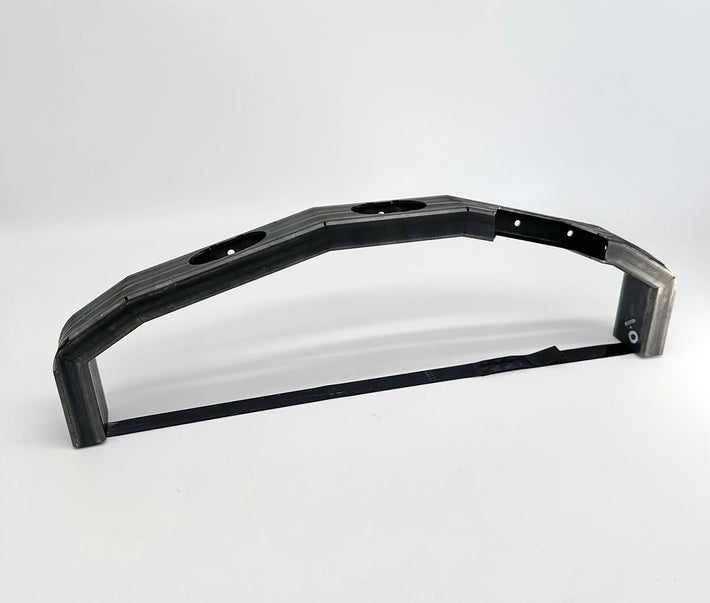 Laser cut mild steel tube with V notches.